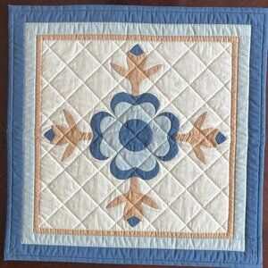 Handmade Hand-Stitched Appliqué Hand Quilted Floral Wall Hanging / Table Topper